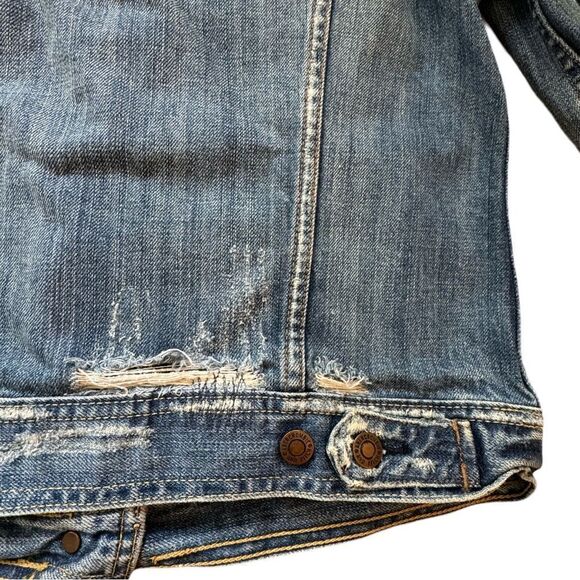 Abercrombie & Fitch Women’s Distressed Classic Button Front Denim Jacket Large - Picture 5 of 15
